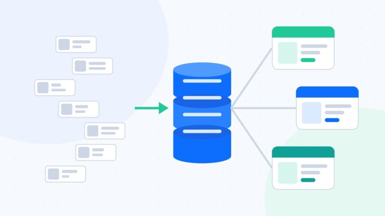 Messy product records flowing into a central product database and syndicated as clean listings to multiple sales channels
