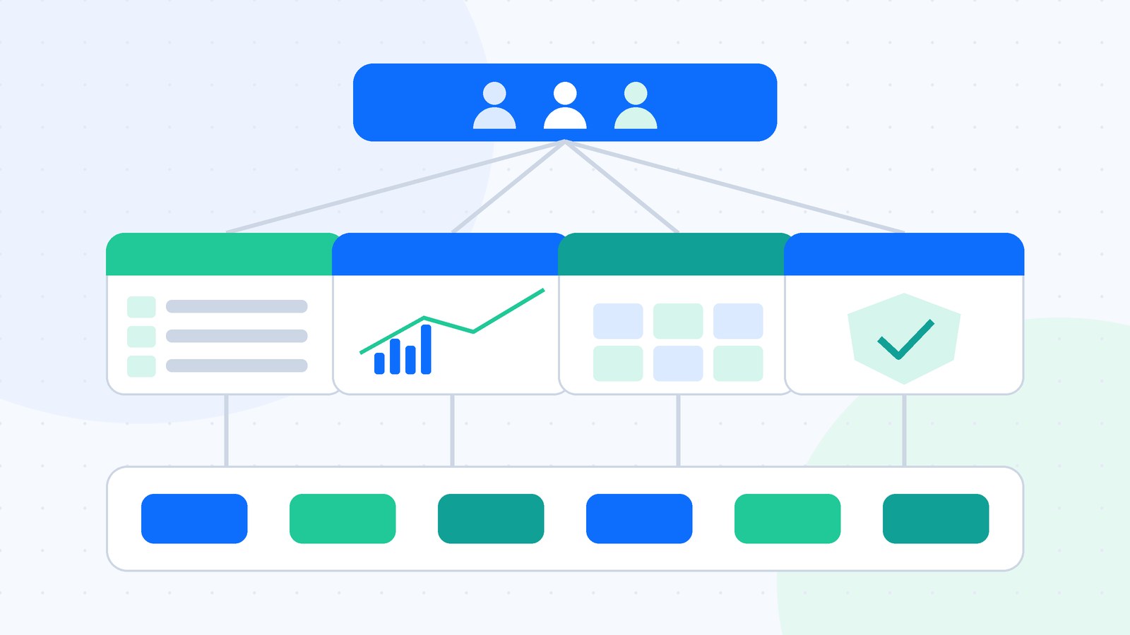 Marketplace operating model diagram: brand strategy team above listings, advertising, inventory and account health functions serving multiple marketplaces
