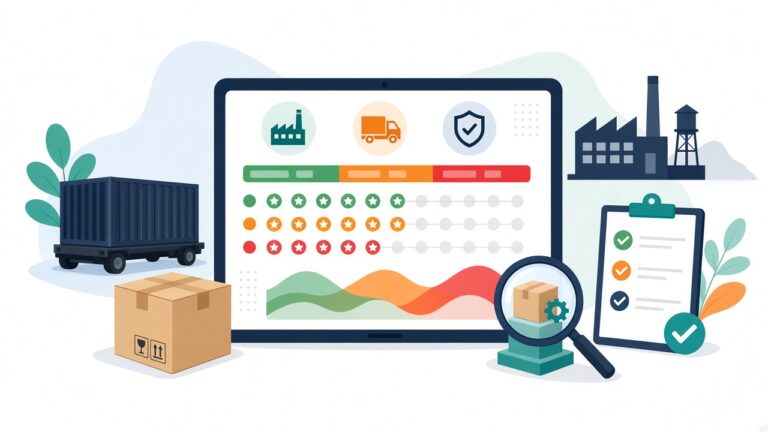 Supplier scorecard dashboard for an ecommerce brand rating factories, freight and packaging suppliers